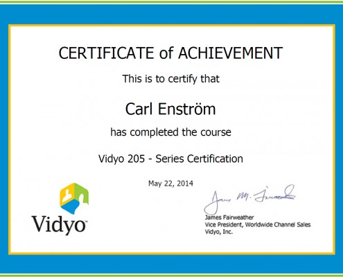Certifikatet för Carls Videokonferensutbildning